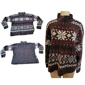 Prides Landing Chenille Nordic Snowflake Print Sweater